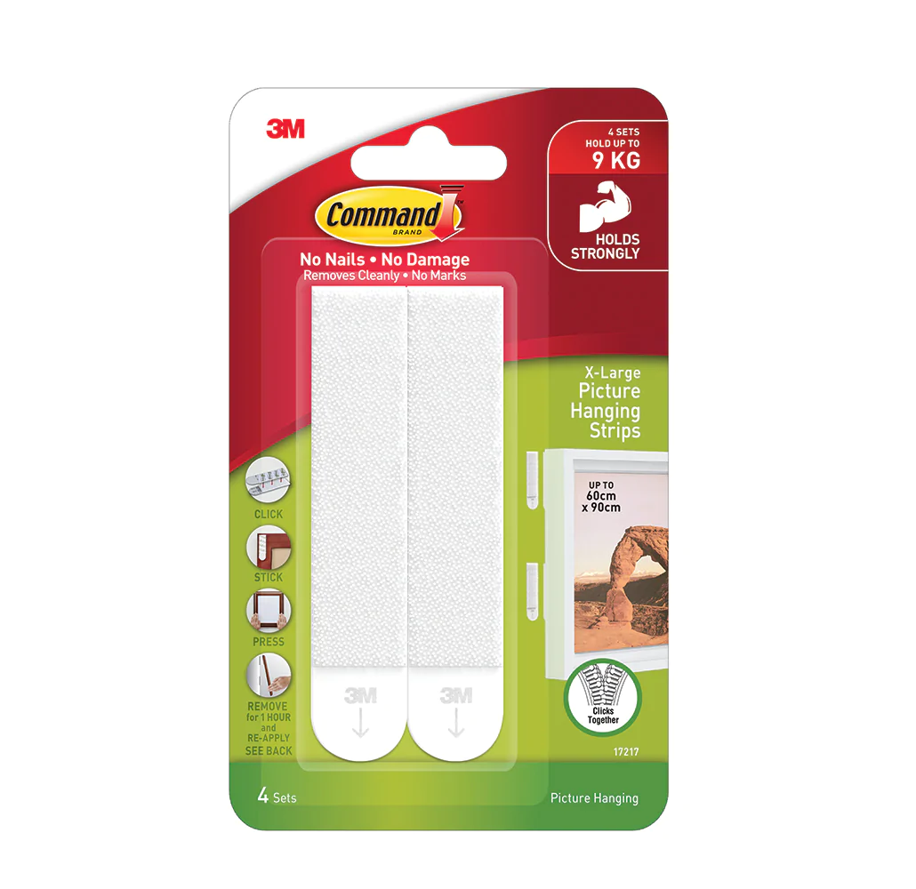 3M Command X-Large Picture Hanging Strips (4 Sets), White