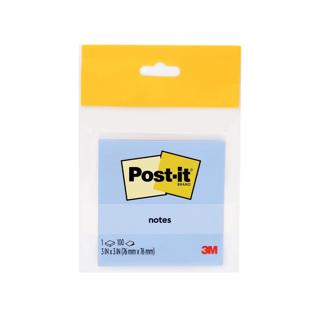 3M Post-it Notes HB 654-1, Cloud Blue, 3in X 3in, 100 Sheets