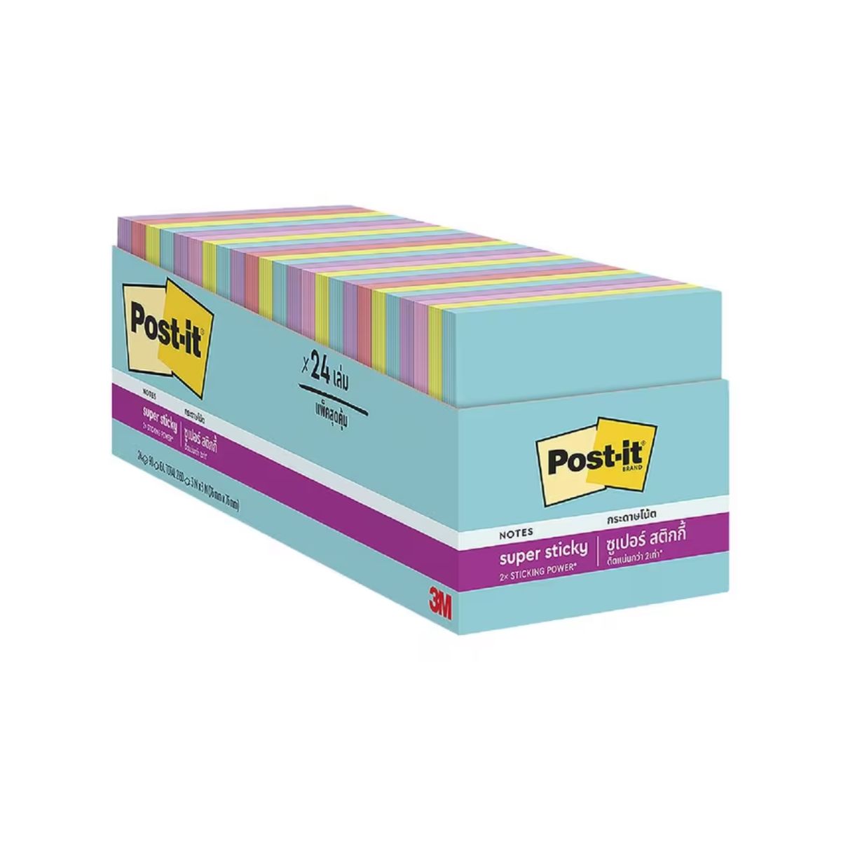 3M Post-it Super Sticky Miami Cabinet  3in X 3in, 24 Pads/Pack