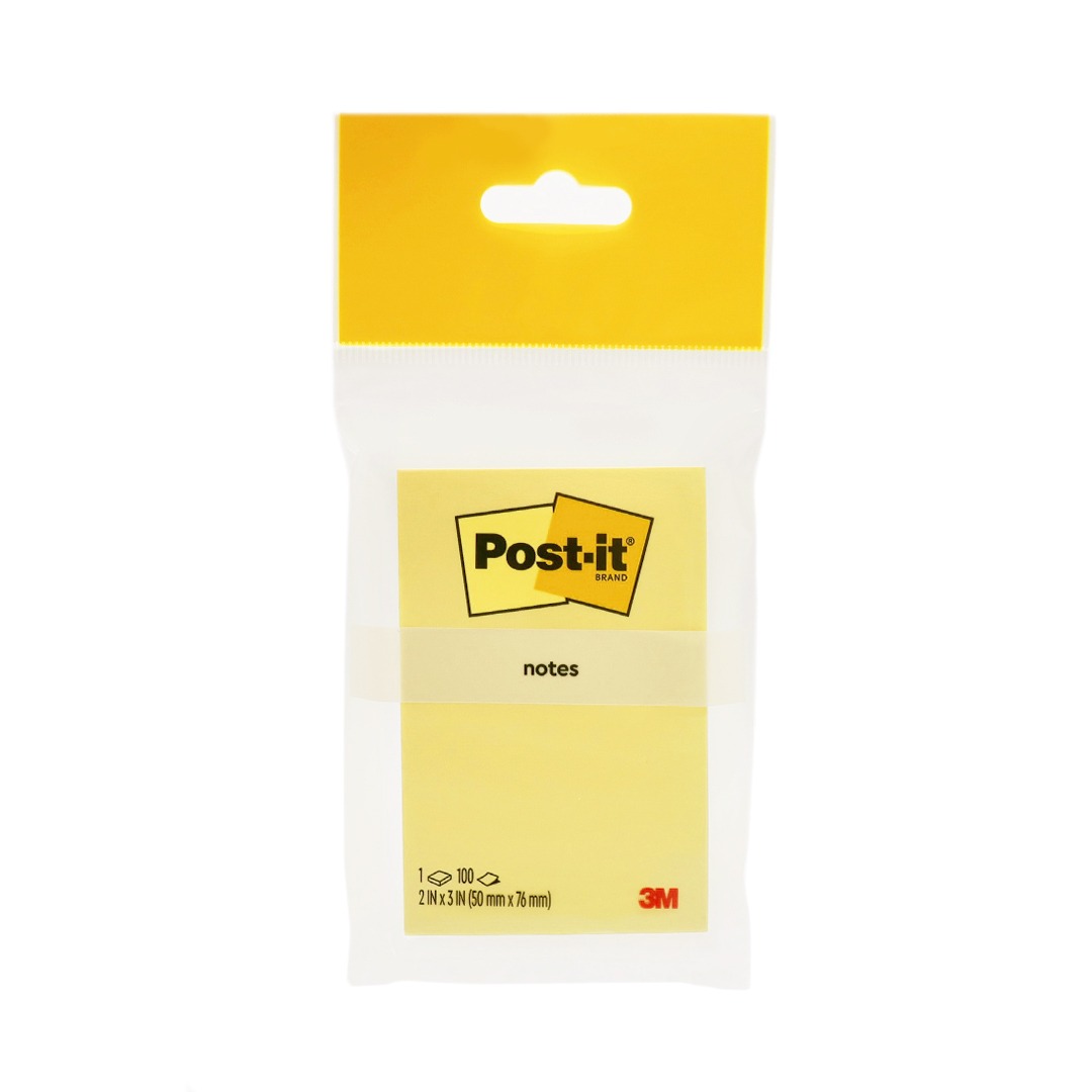 3M Post-it Notes HB 656-1, Canary Yellow, 2in X 3in, 100 Sheets