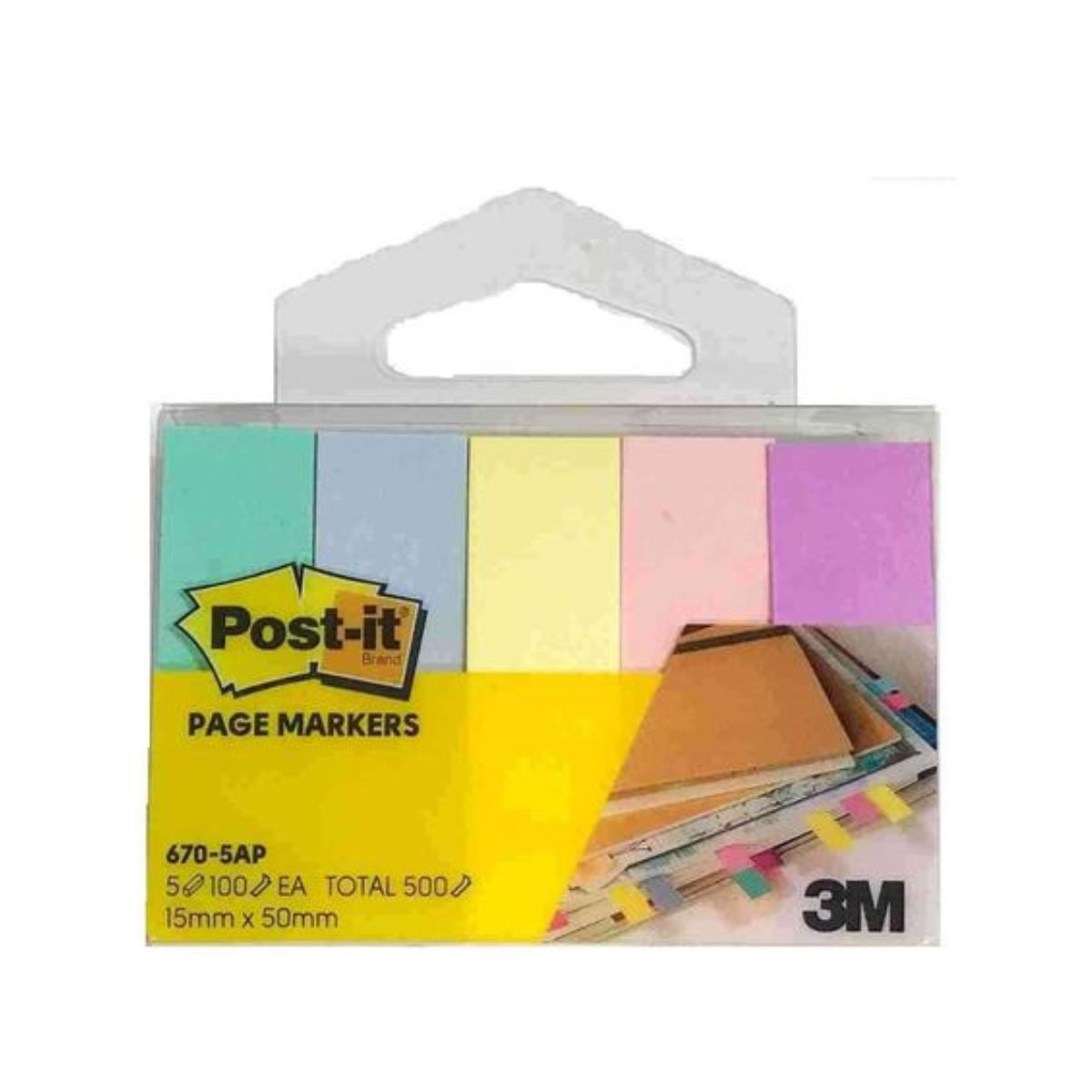 3M Post-it 3M Post-it Page Marker, Merseille, 15 mm X 50 mm, 5 Pads/Pack