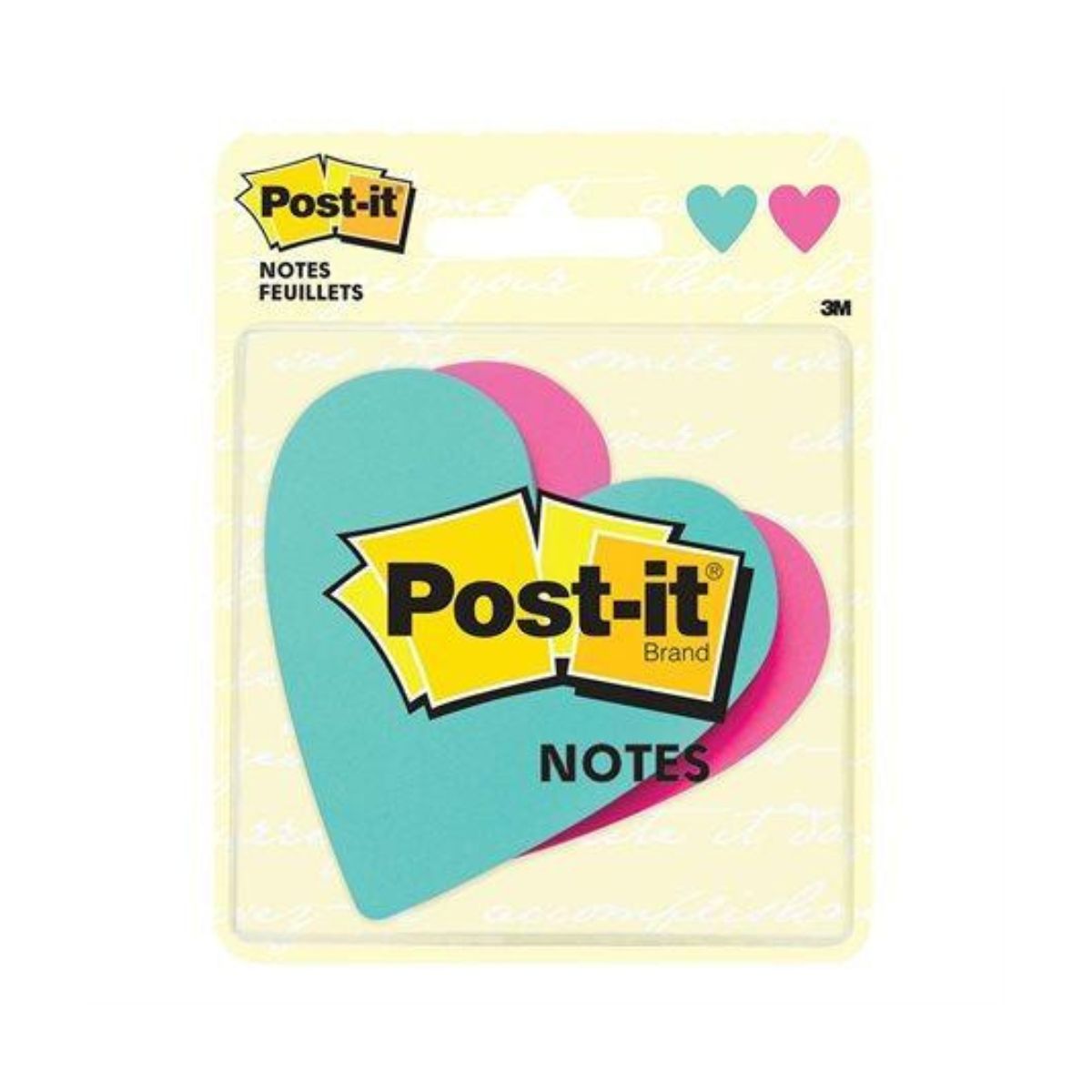 3M Post-it Super Sticky Die Cut Notes Heart, 75 Sheets/Pad, 2 Pads/Pack