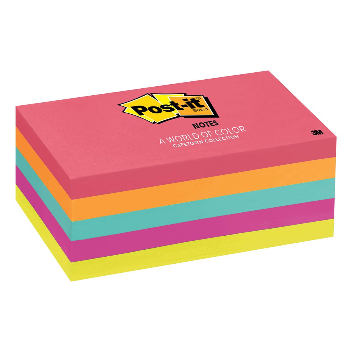 3M Post-it Capetown Collection Notes 3in X 5in, 5 Pads/Pack, 100 Sheets/Pad
