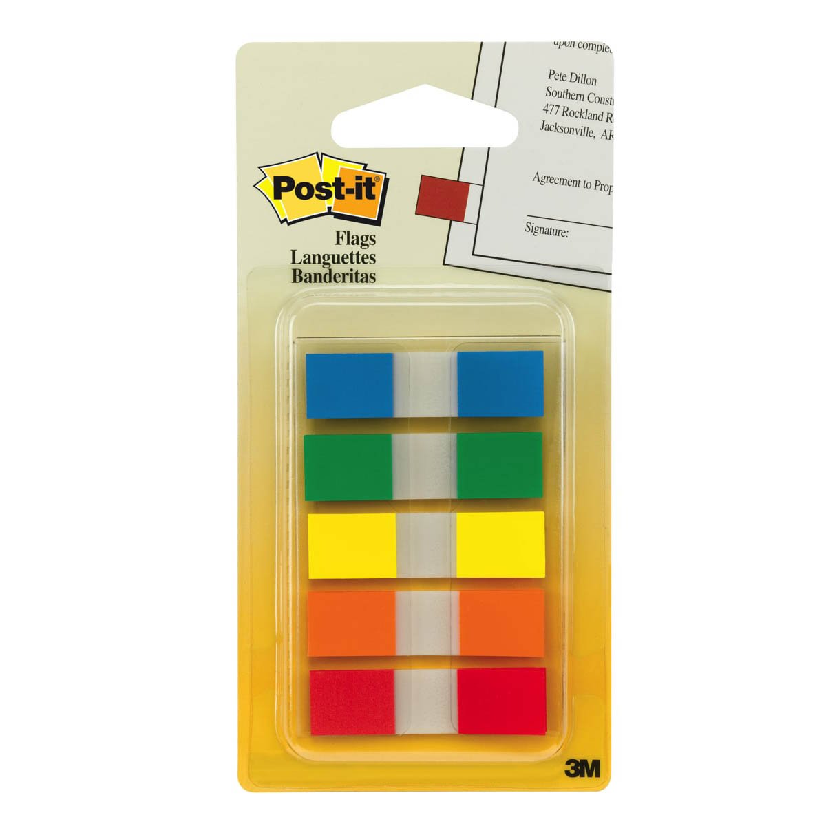 3M Post-it Small Flags Clear 0.47in X 1.7in, 5 Colours, 20 Sheets