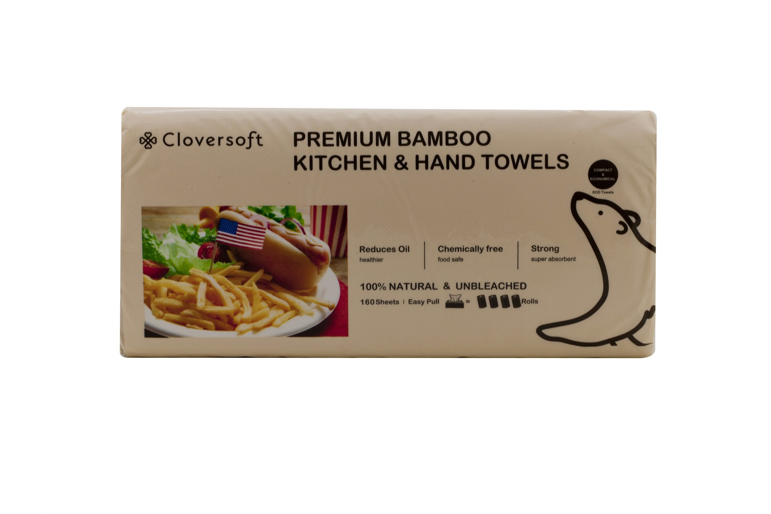 Cloversoft Unbleached Bamboo Kitchen and Hand Towels 160 Sheets