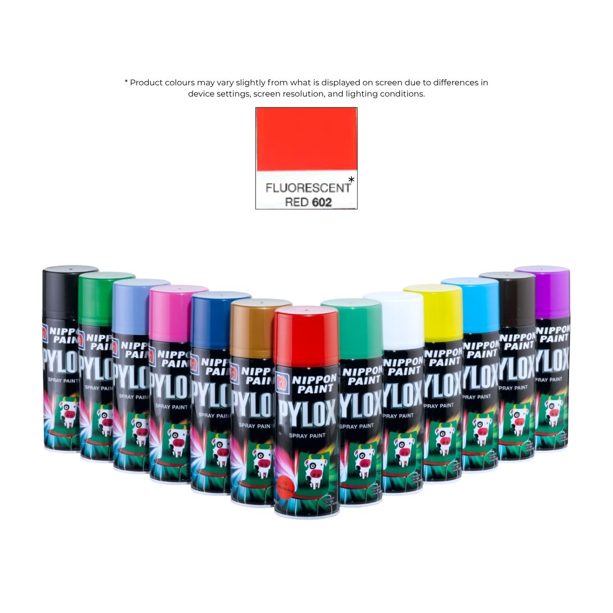 Pylox Spray Paint 602 Fluorescent Red 400CC
