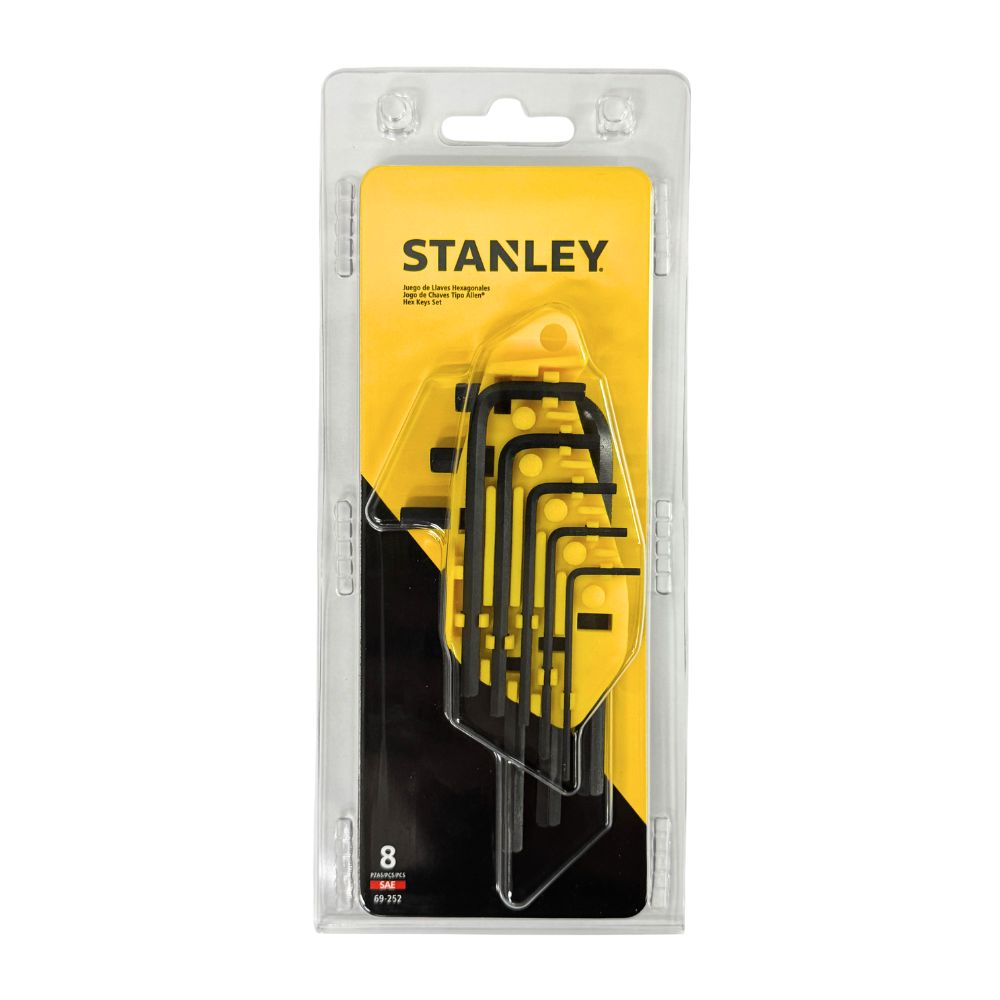 Stanley 69-252 8Pcs Hex Key Set Short Arm Imperial, 1/16 – 1/4in