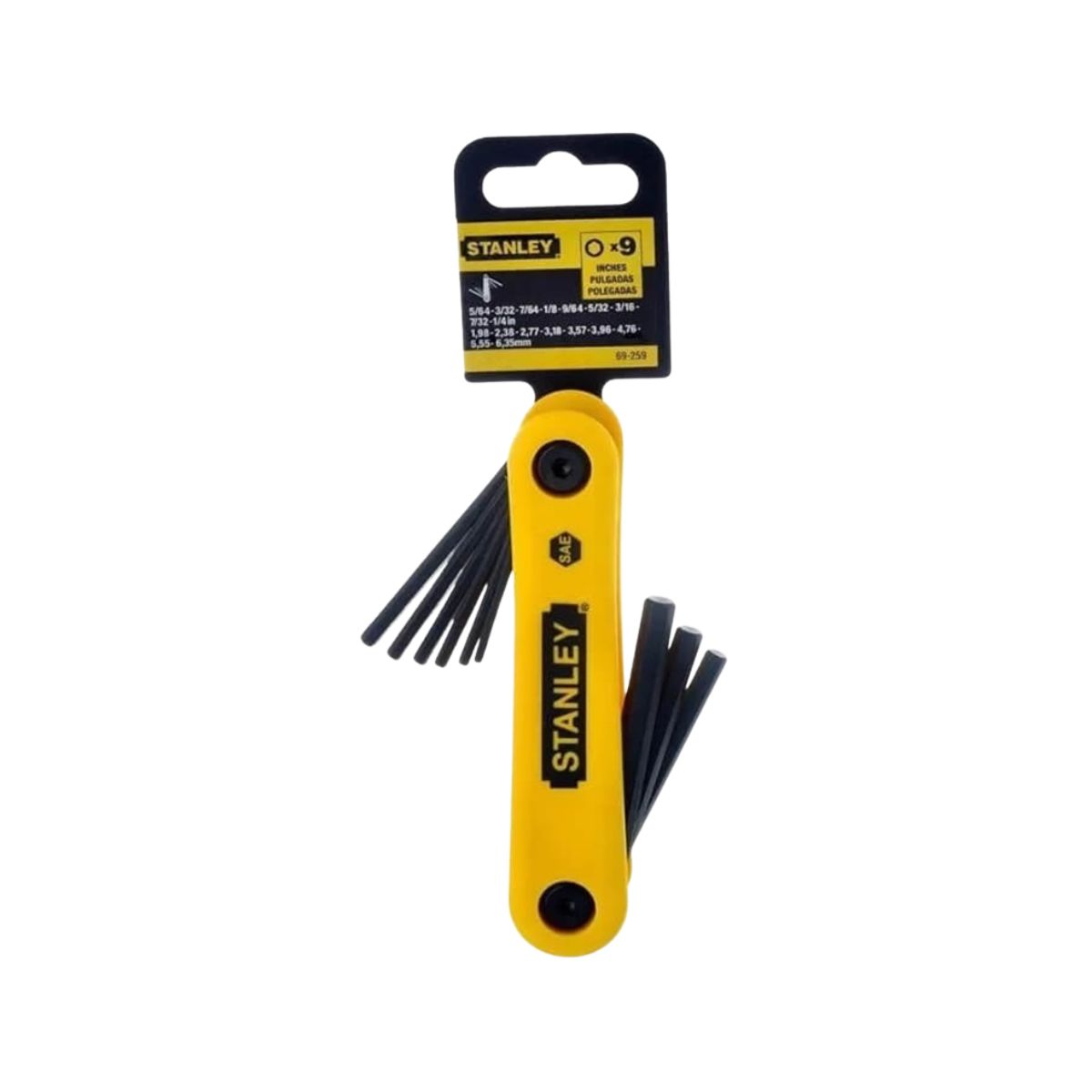 Stanley 69-259 Hex Key Set Folding Imperial 9 Pcs, 5/64″-1/4″