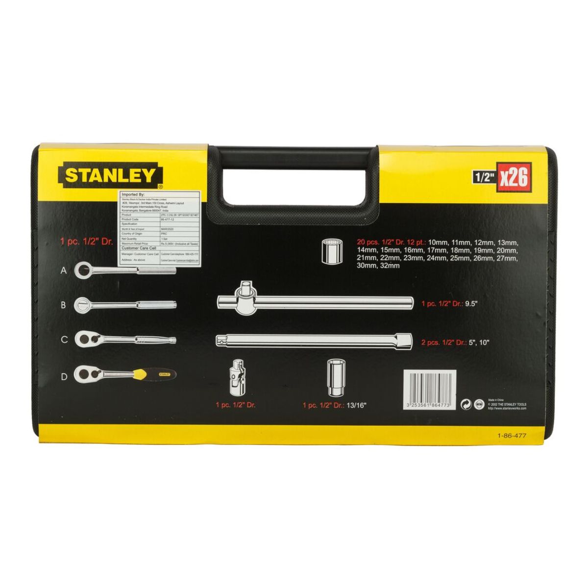 Stanley 86-477 Socket Set 12 Point 10-32mm, 27 Pcs