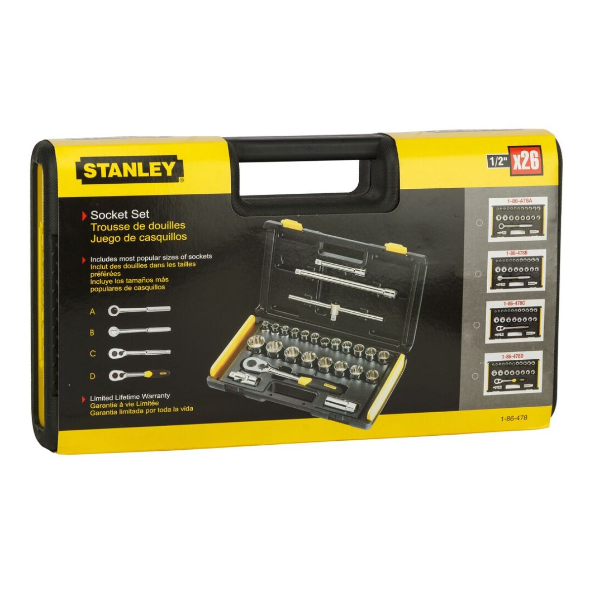 Stanley 86-478 Socket Set 12 Point 1/4″ – 1 1/4″, 25 Pcs