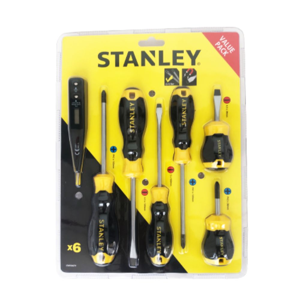Stanley STMT66679 Cushion Grip Screwdriver Set 6 Pcs With Bonus Tester