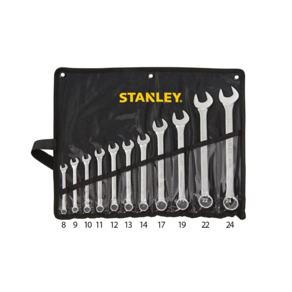 Stanley STMT80942 Combination Wrench Pouch Set Metric Black 11 Pcs, 8-24mm